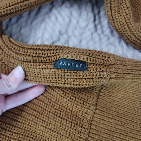 EUC Varley Maura Half Zip Rib Knit in Caramel Pecan Heavy Pullover Sweater - Picture 9 of 13
